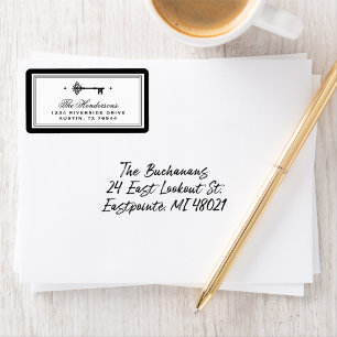 Skelettoets   Nieuw zwart-wit adres Etiket