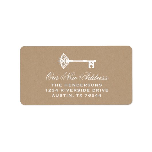 Skelettoets | Rustic Faux Kraft New Address Etiket (Voorkant)