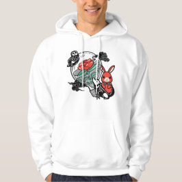 Skeletuil & Rode Roos Lichtpeertje Kunst Hoodie