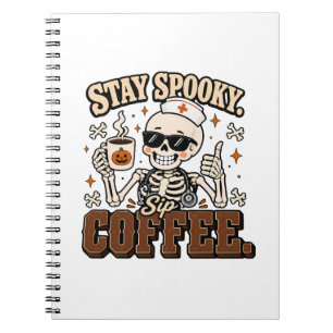 Skeletverpleegster koffie Halloween spiraalnotitie Notitieboek