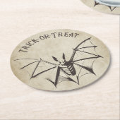  Skeletvleermuis Halloween Ronde Kartonnen Onderzetter (Gebogen)