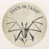  Skeletvleermuis Halloween Ronde Kartonnen Onderzetter (Voorkant)