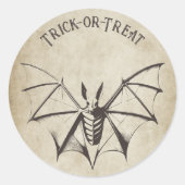 Skeletvleermuis Halloween Ronde Sticker (Voorkant)