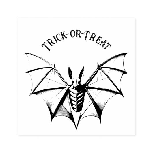 Skeletvleermuis Halloween Rubberstempel (Afrduk)