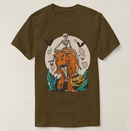 Skeletvlek T-rex Dinosaur Pumpkin Dino Hallow T-shirt (Design voorkant)