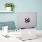 Skeletvogelontwerp 'Gobble Til You Die' Sticker (Laptop op bureau)