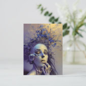 Skeletvrouw met bloemen die uit haar schedel groei briefkaart (Staand voorkant)