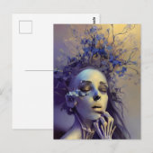 Skeletvrouw met bloemen die uit haar schedel groei briefkaart (Voorkant / Achterkant)