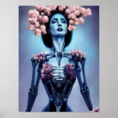 Skeletvrouw met bloemen poster (Voorkant)