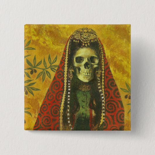 Skeletwitteontwerp Vierkante Button 5,1 Cm (Voorkant)