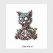 Skeletzombie kat met Rozen Sticker (Vel)