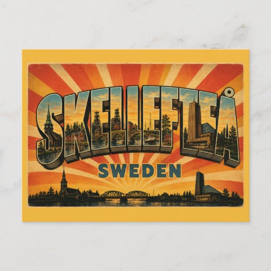 Skellefteå Zweden Rivier & Cultuur Briefkaart (Voorkant)