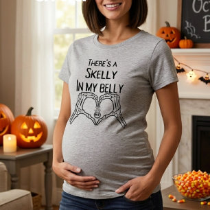 Skelly In My Belly Halloween Zwangerschapsaankondi T-shirt