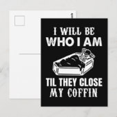 Skeloton ik ben wie ik ben tot ze Coffin sluiten Briefkaart (Voorkant / Achterkant)