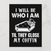 Skeloton ik ben wie ik ben tot ze Coffin sluiten Briefkaart (Voorkant)