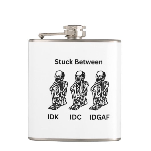 Skelton vast op een heupfles (Voorkant)