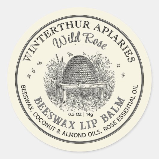  Skep Bijenwas Lip Balm Label Ivory (Voorkant)