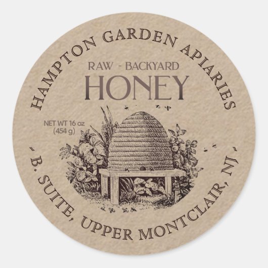 Skep hier Jouw naam Apiary Honey Jar Label (Voorkant)