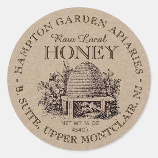 Skep hier Jouw naam Apiary Honey Jar Label (Voorkant)