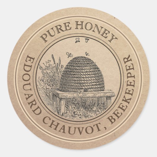  Skep Honey Kraft Ronde Sticker (Voorkant)