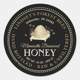 Skep Honey Label Hand gebotteld Raw