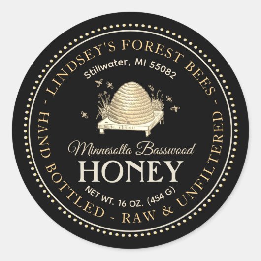  Skep Honey Label Hand gebotteld Raw (Voorkant)