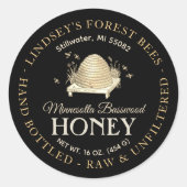  Skep Honey Label Hand gebotteld Raw Basswood (Voorkant)