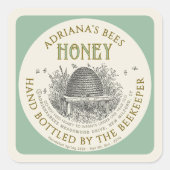 Skep Honey Label op Bleek Groen (Voorkant)