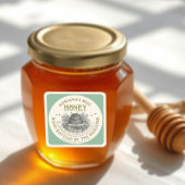 Skep Honey Label op Bleek Groen