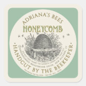 Skep Honingraat Label op Bleek Groen (Voorkant)