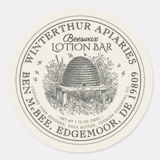  Skep Ivory Beeswax Productlabel Ronde Sticker (Voorkant)
