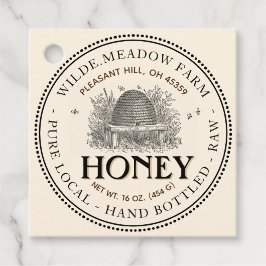 Skep Local Honey Jar Necktag Bedankjes Labels (Voorkant)