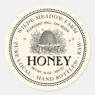  Skep Lokale Honey Jar Label Ivory