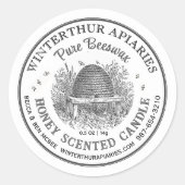  Skep Pure Bijenwas Kaarsetiket Wit Ronde Sticker (Voorkant)