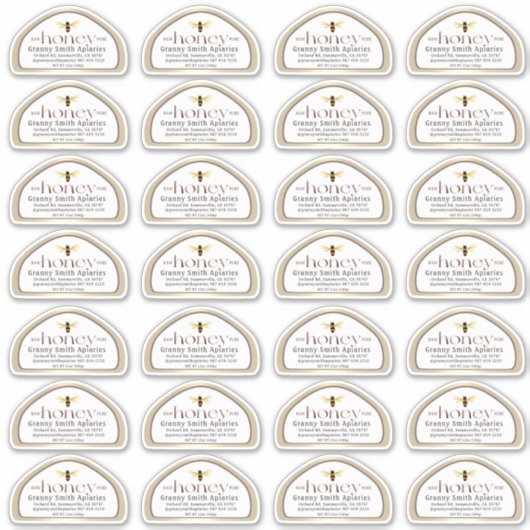 Skep vormige Honing label voor 12 oz Jar Gold Bord (Voorkant)