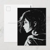 Sketch Anime Manga Girl Portret Briefkaart (Voorkant / Achterkant)
