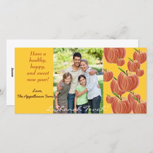 Sketch Apple Rosh Hashanah Photo Card Feestdagenkaart (Voorkant / Achterkant)