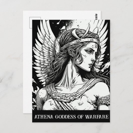 Sketch Art Athena Goddess of Warfare Briefkaart (Voorkant / Achterkant)