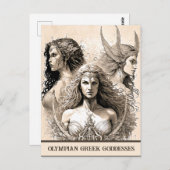 Sketch Art Olympian Greek Goddesses Briefkaart (Voorkant / Achterkant)