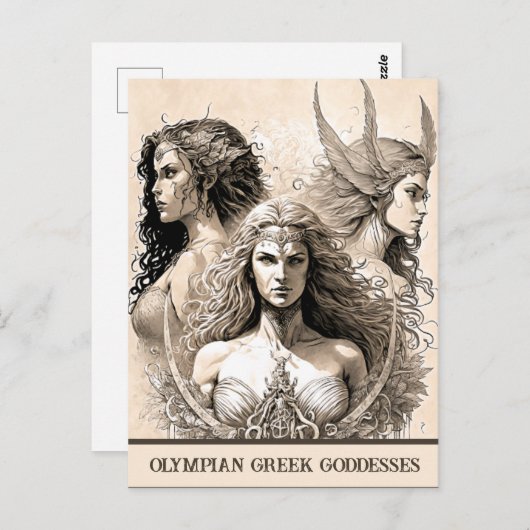 Sketch Art Olympian Greek Goddesses Briefkaart (Voorkant / Achterkant)