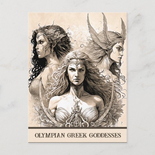 Sketch Art Olympian Greek Goddesses Briefkaart (Voorkant)