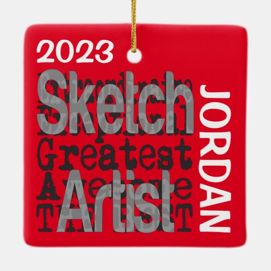 Sketch Artist Extraordinaire CUSTOM Keramisch Ornament (Achterkant)