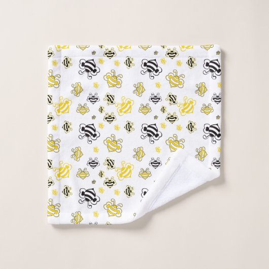 Sketch Bijen Patroon Badhanddoek Set – Artistieke  Bad Handdoek (Wasdoekje)