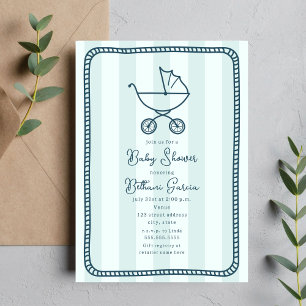 Sketch Blue Boy Baby shower Kaart