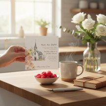 sketch Church Floral Watercolor Save the Date