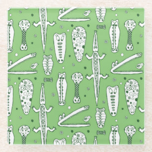 Sketch Crocodile Pattern 2 Glazen Onderzetter
