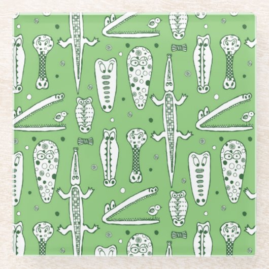 Sketch Crocodile Pattern 2 Glazen Onderzetter (Voorkant)