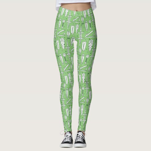Sketch Crocodile Pattern 2 Leggings (Voorkant)