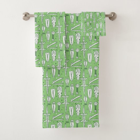 Sketch Crocodile Pattern Bad Handdoek (Insitu)