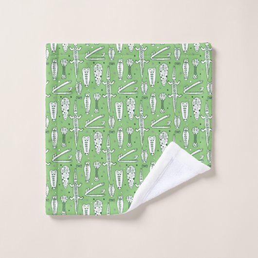 Sketch Crocodile Pattern Bad Handdoek (Wasdoekje)
